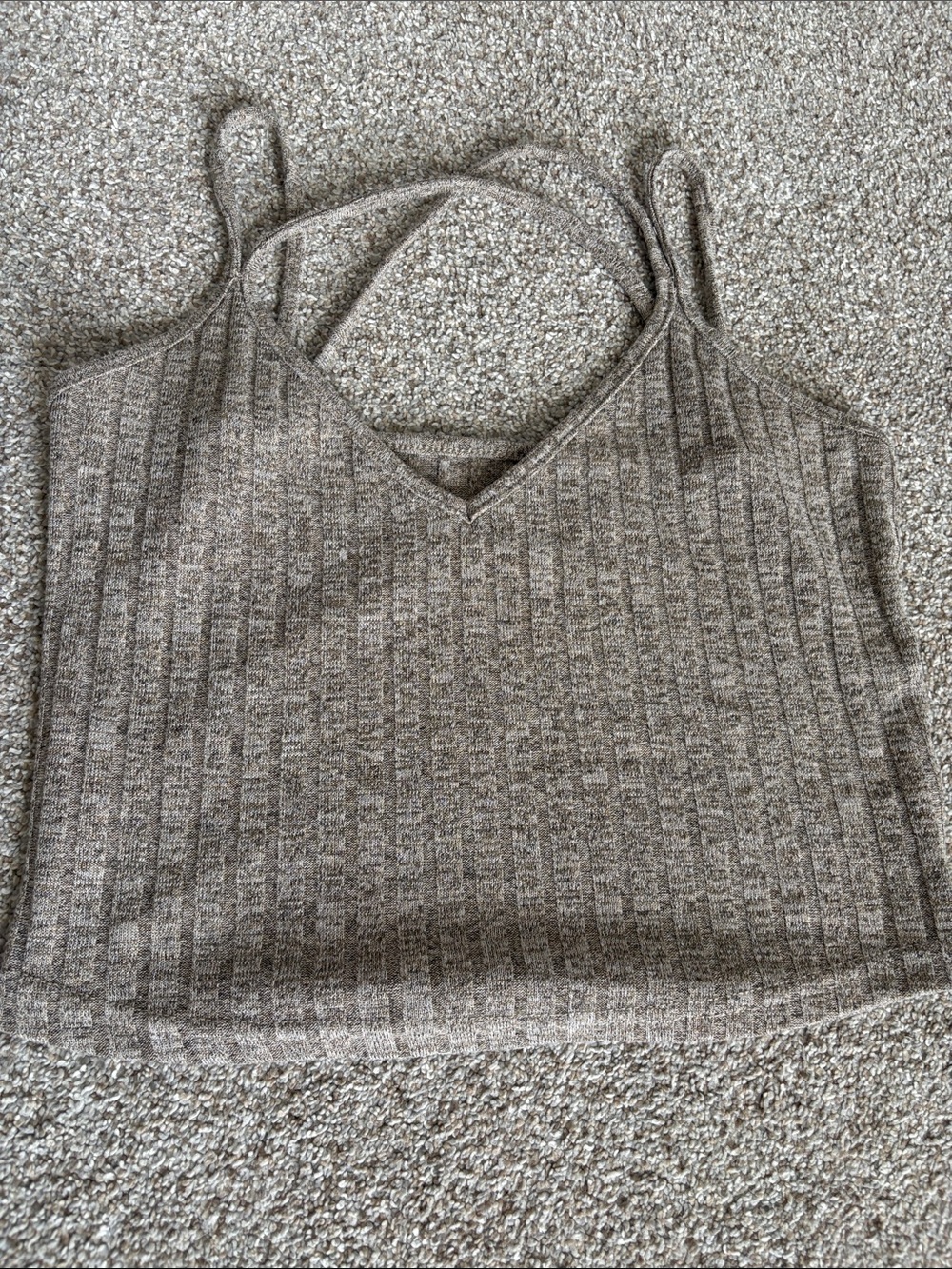 Like new. Cozy Ribbed Cami & Ruffle Short Set - Taupe - Picture 4 of 4